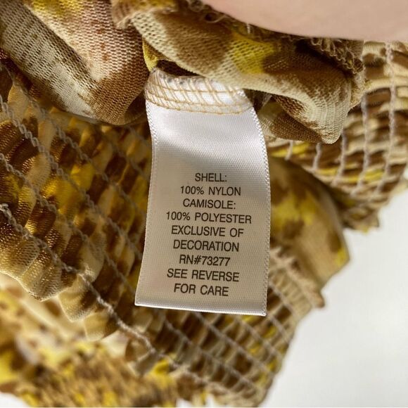 Apt 9 Top Women’s Yellow Brown Animal Print Sheer Overlay Camisole 3X Elastic - Picture 7 of 8